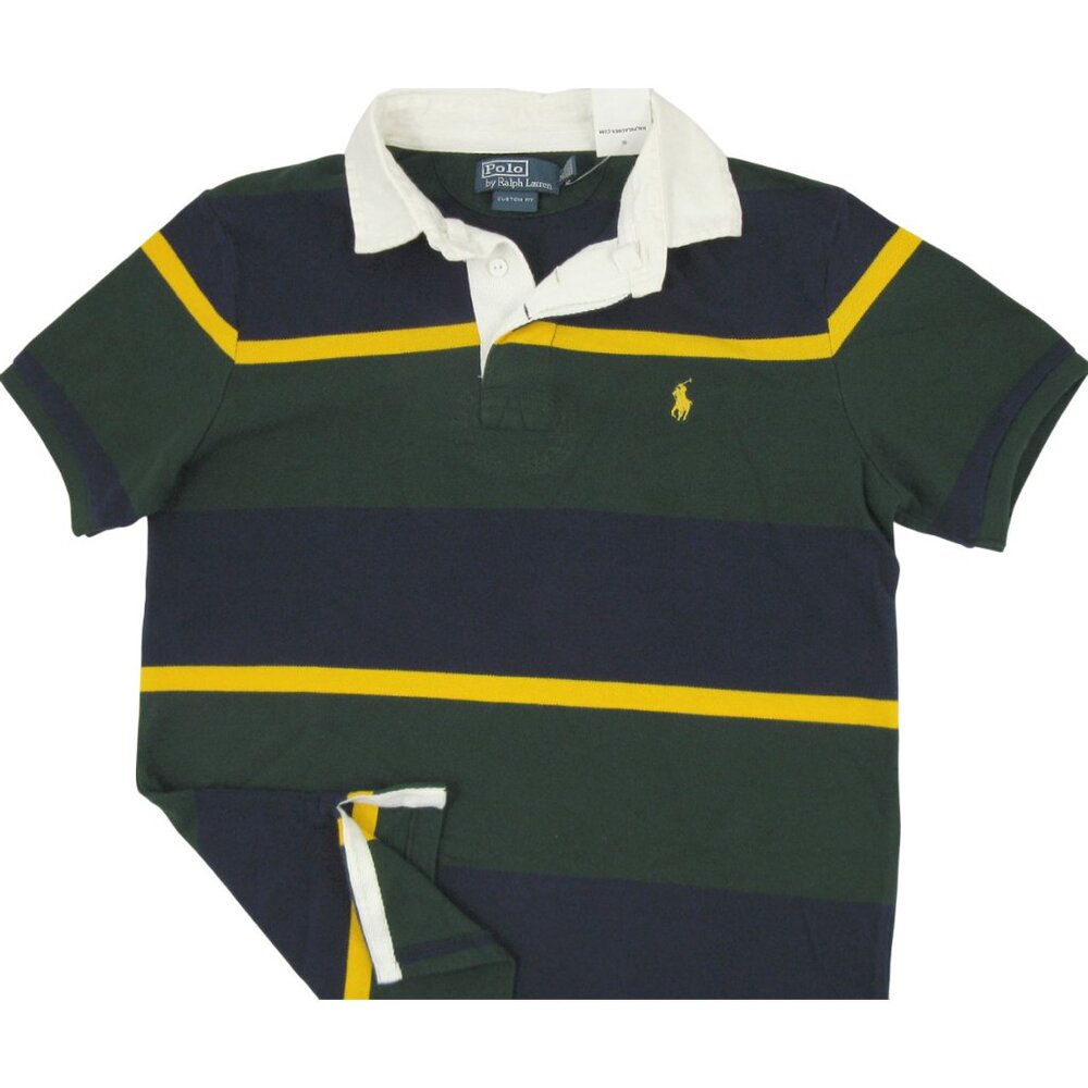 Polo by Ralph Lauren Green Navy Yellow Striped Rugby Polo